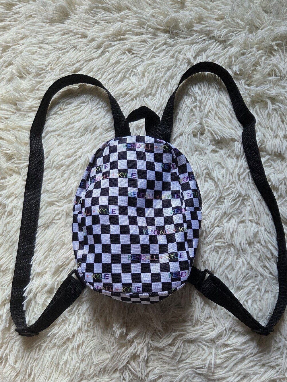 🩷Kendall + Kylie Black and White Checkerboard Mini Backpack NWOT